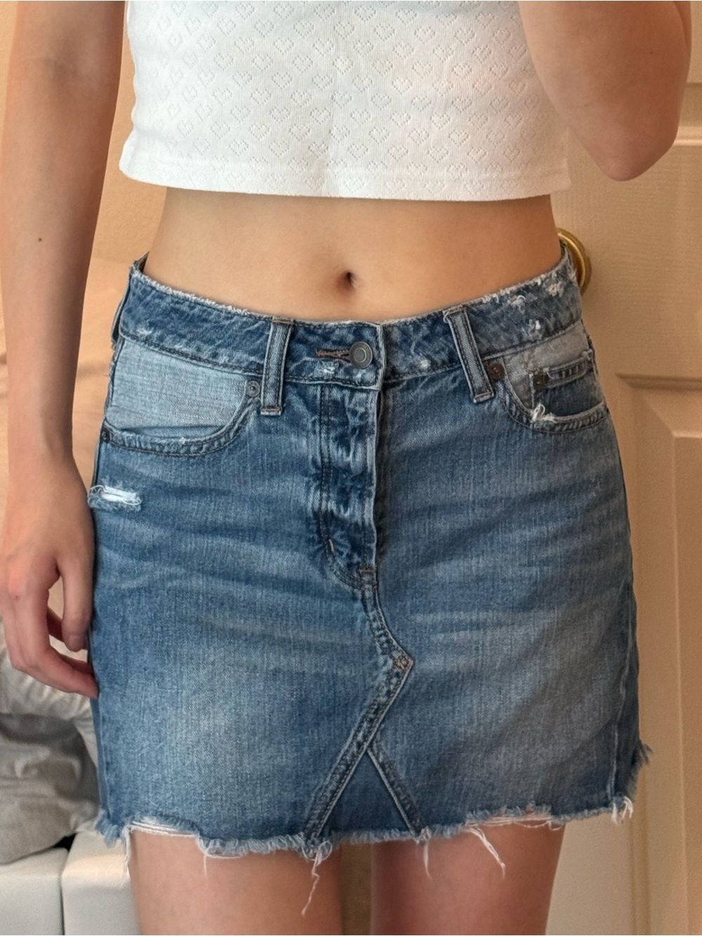 American eagle Y2K low rise mini denim skirt
